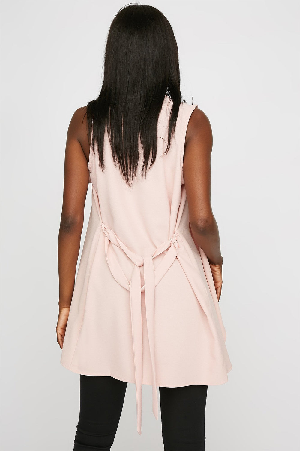 Women Veste long asymétrique ouvert avec ceinture Dragée