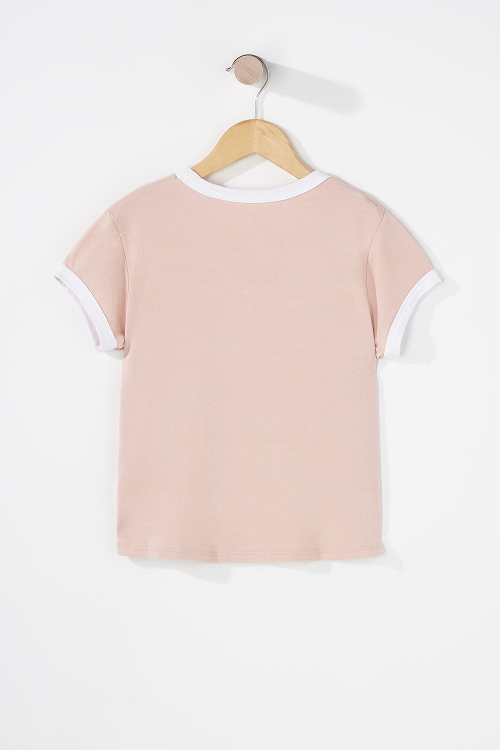 Kids T-shirt à liséré contrastant coloré pour fille Dragée