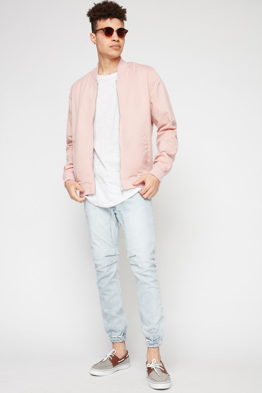 Men Pastel Bomber Jacket Dusty Rose