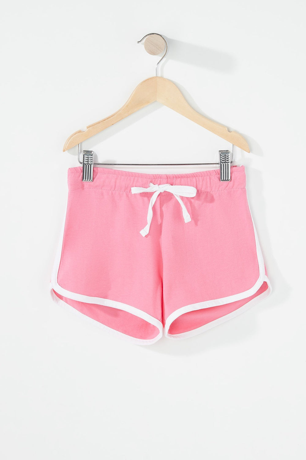Kids Girls Contrast Dolphin Hem Drawstring Short Fuchsia