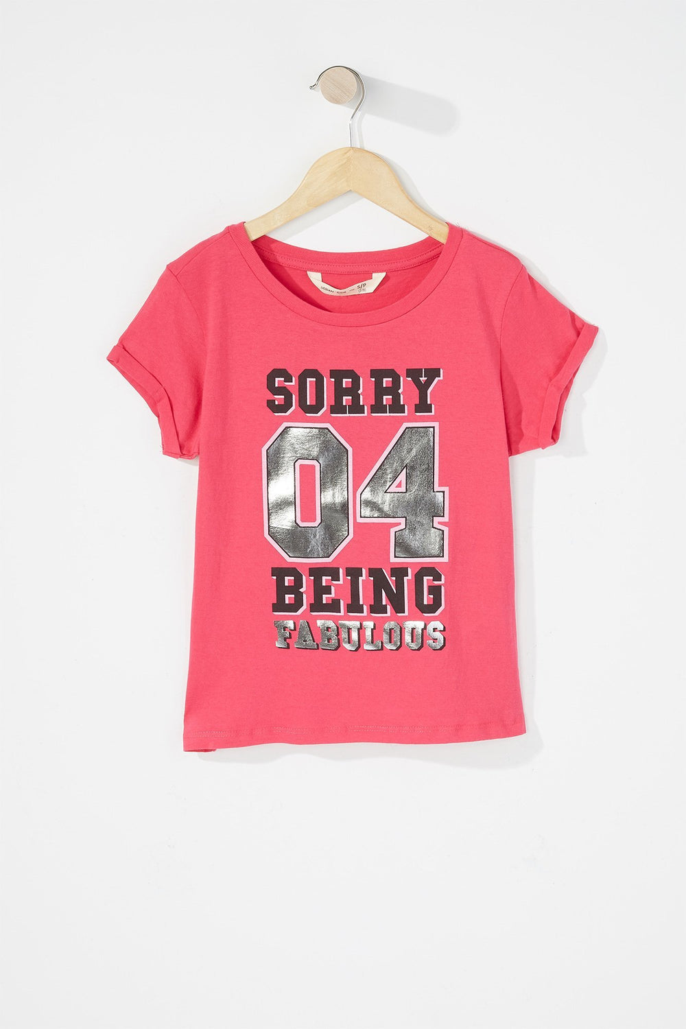 Kids T-shirt à imprimé Sorry For Being Fabulous pour fille Fuchsia