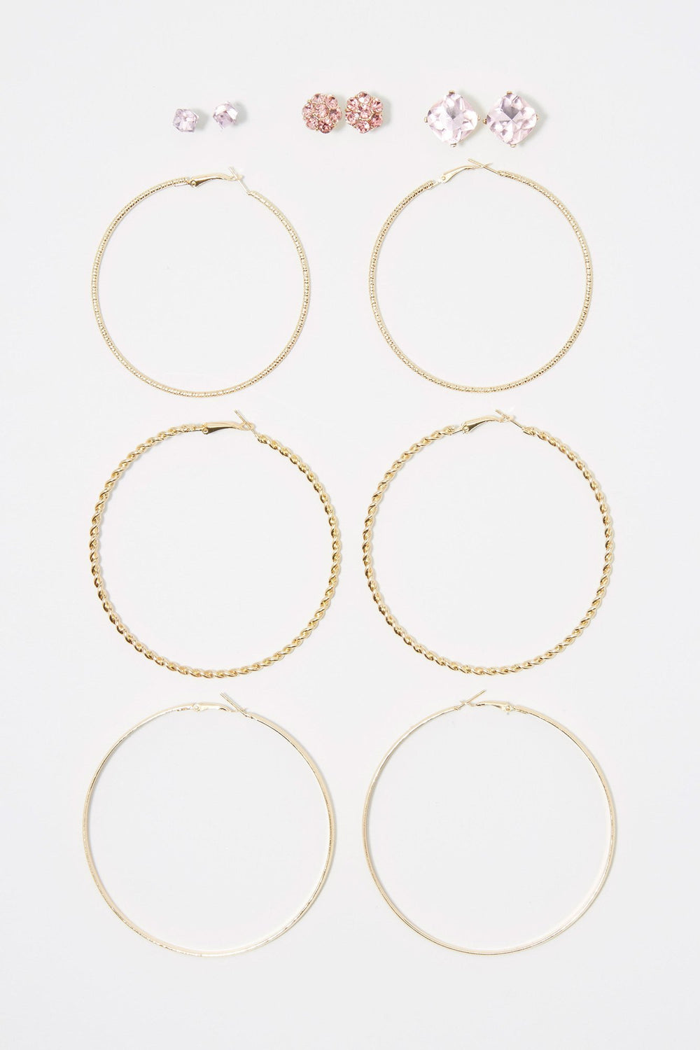 Women Ensemble de clous d'oreilles et de créoles (3 paires) Gold
