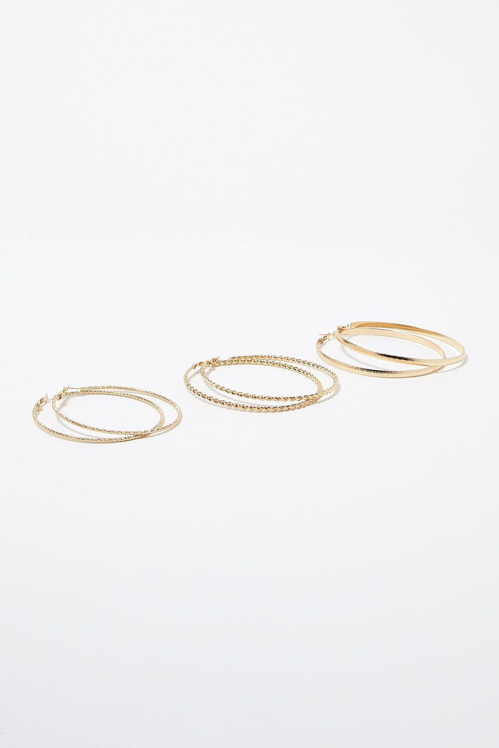 Women Jewel Studs & Hoop Earring Set (3 Pairs) Gold