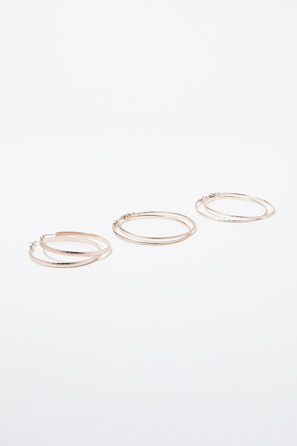 Women Rhinestone Studs & Hoop Earring Set (6 Pairs) Gold