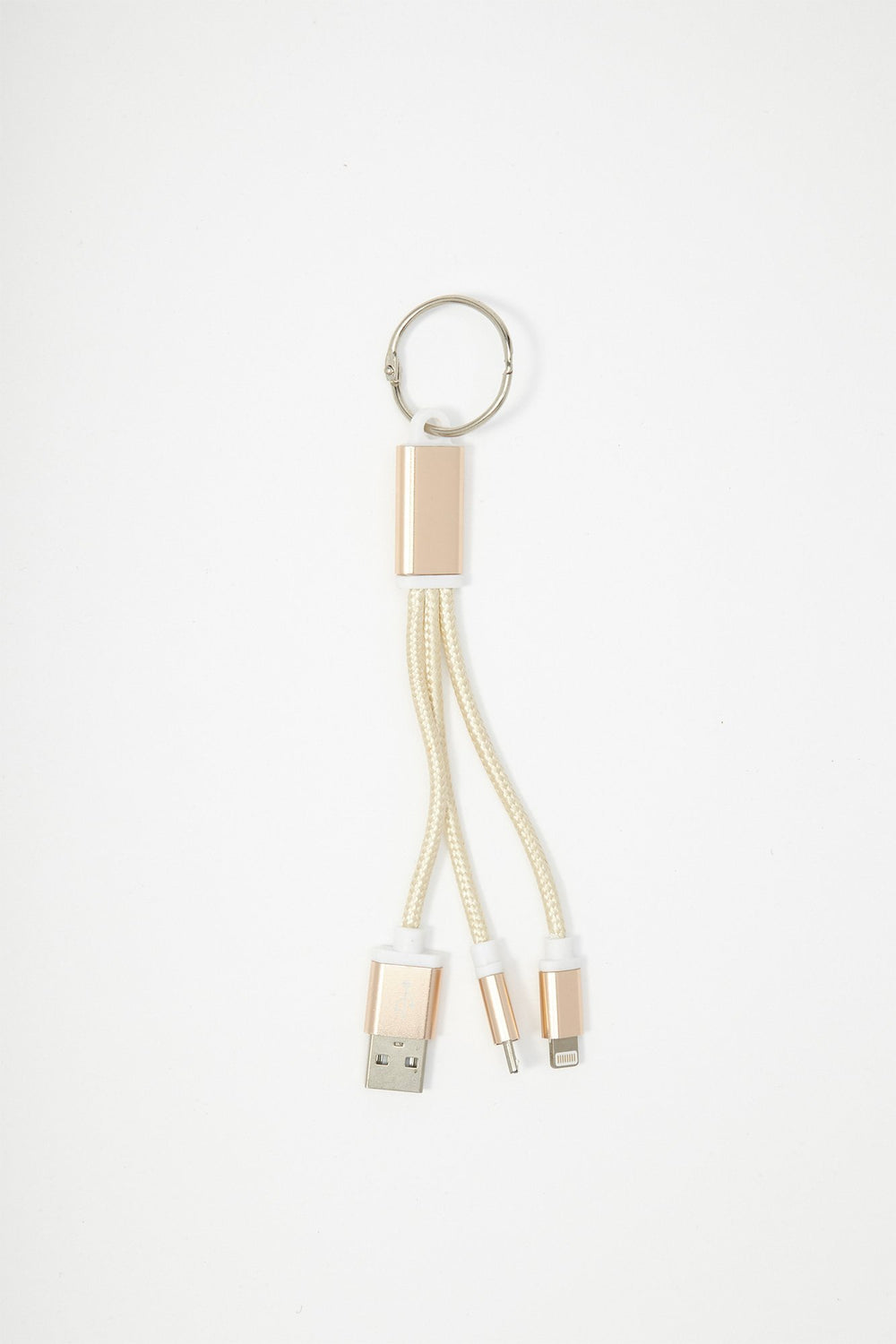 Women 3 USB Ports Charging Cord Keychain Gold
