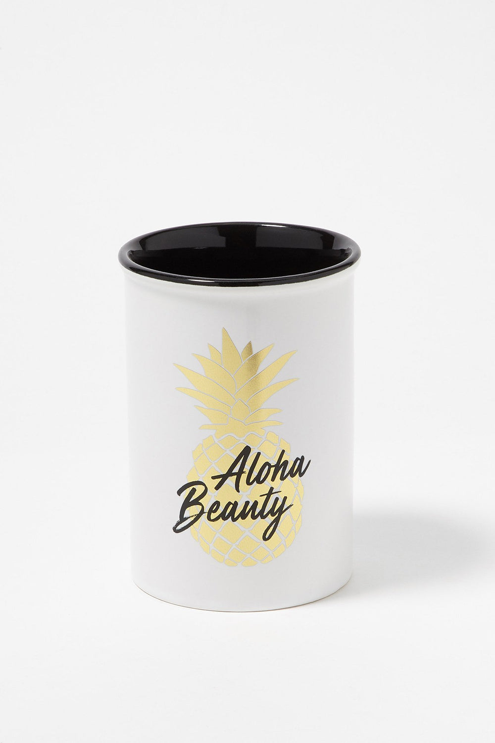 Women Ceramic Graphic Make-Up Brush Holder Gold