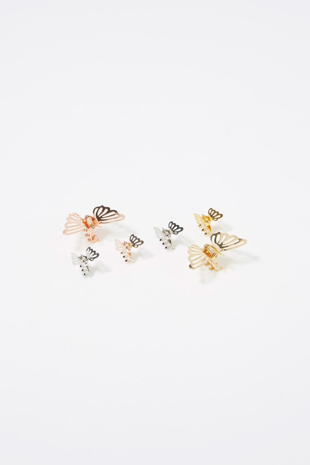 Women Chrome Butterfly Hair Clips (6 PC) Gold