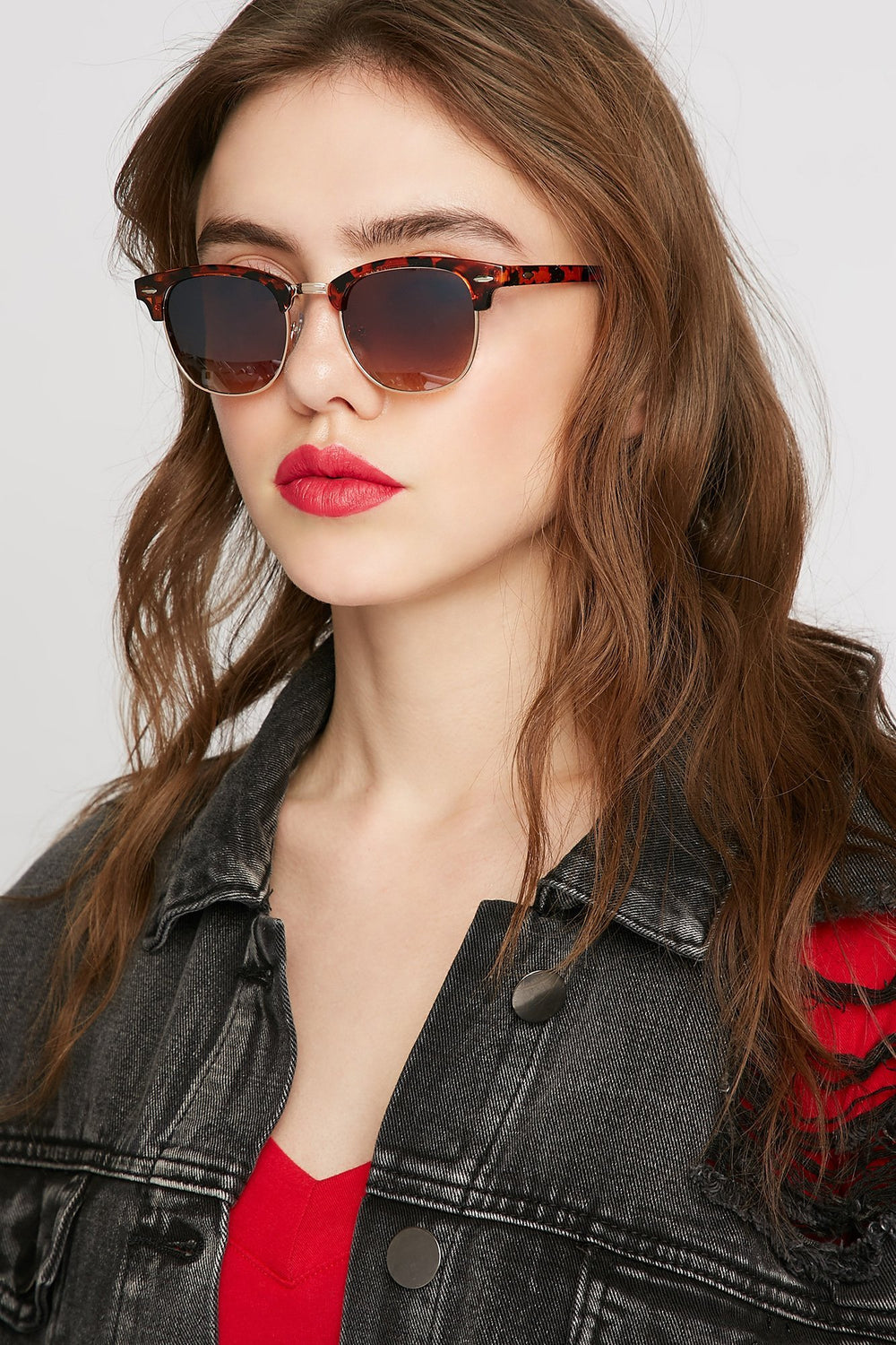 Women Classic Clubmaster Sunglasses Gold