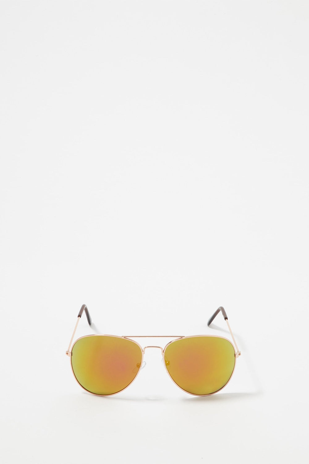 Men Colourful Mirrored Aviator Brow Bar Sunglasses Gold