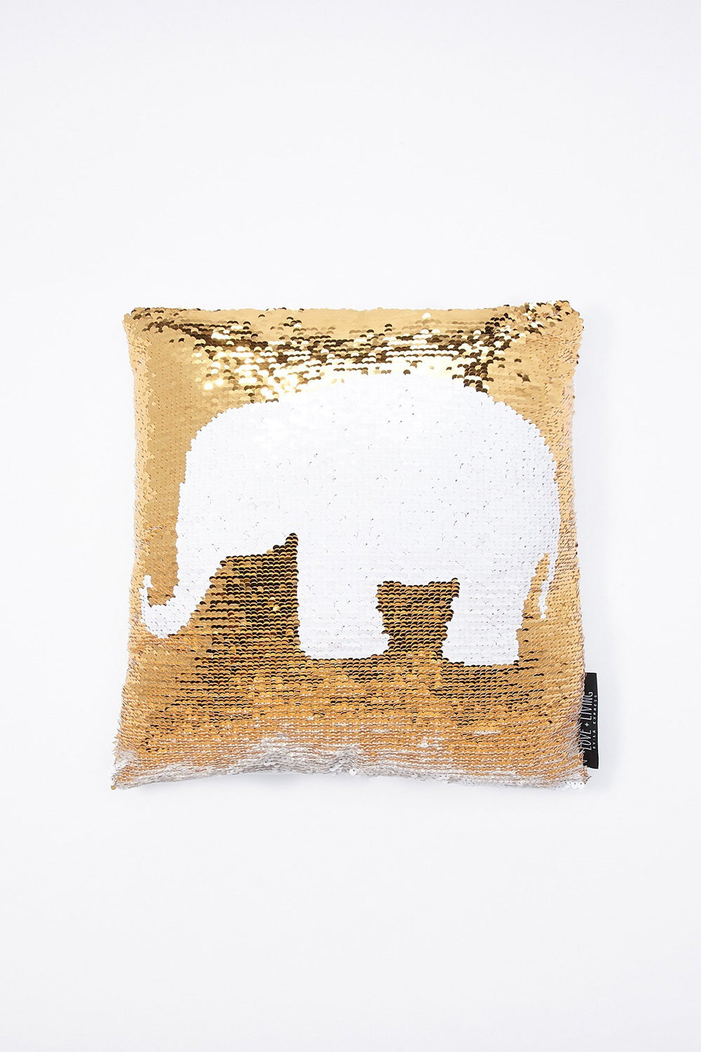 Women Coussin Éléphant en paillettes réversibles Gold