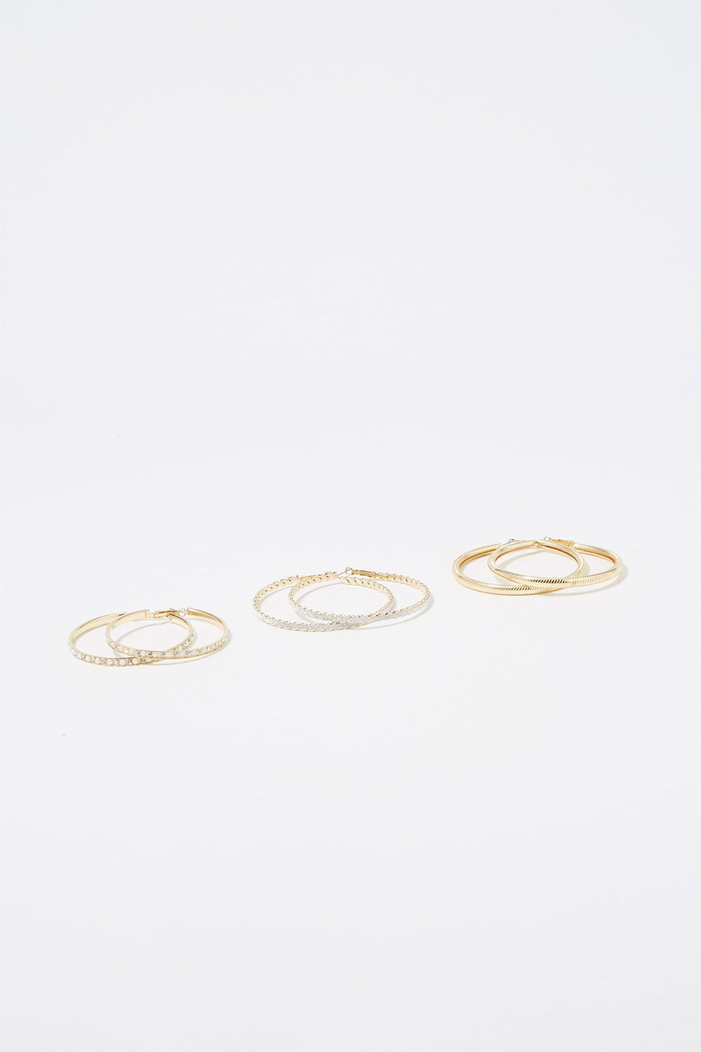 Women Créoles texturées assorties (3 paires) Gold