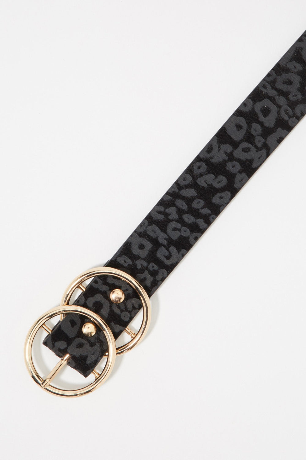 Women Dual Circle Buckle Jean Belt Gold