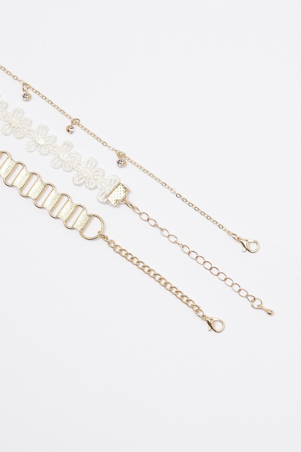 Women Ensemble collier et boucles d'oreilles avec bandeau à oreilles de chat avec fleurs en pierres du Rhin Gold