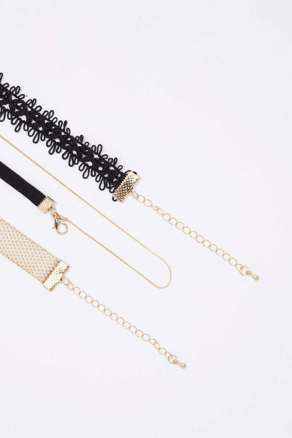Women Ensemble de boucles d'oreilles et de collier ras du cou perles et crochet (9 unités) Gold