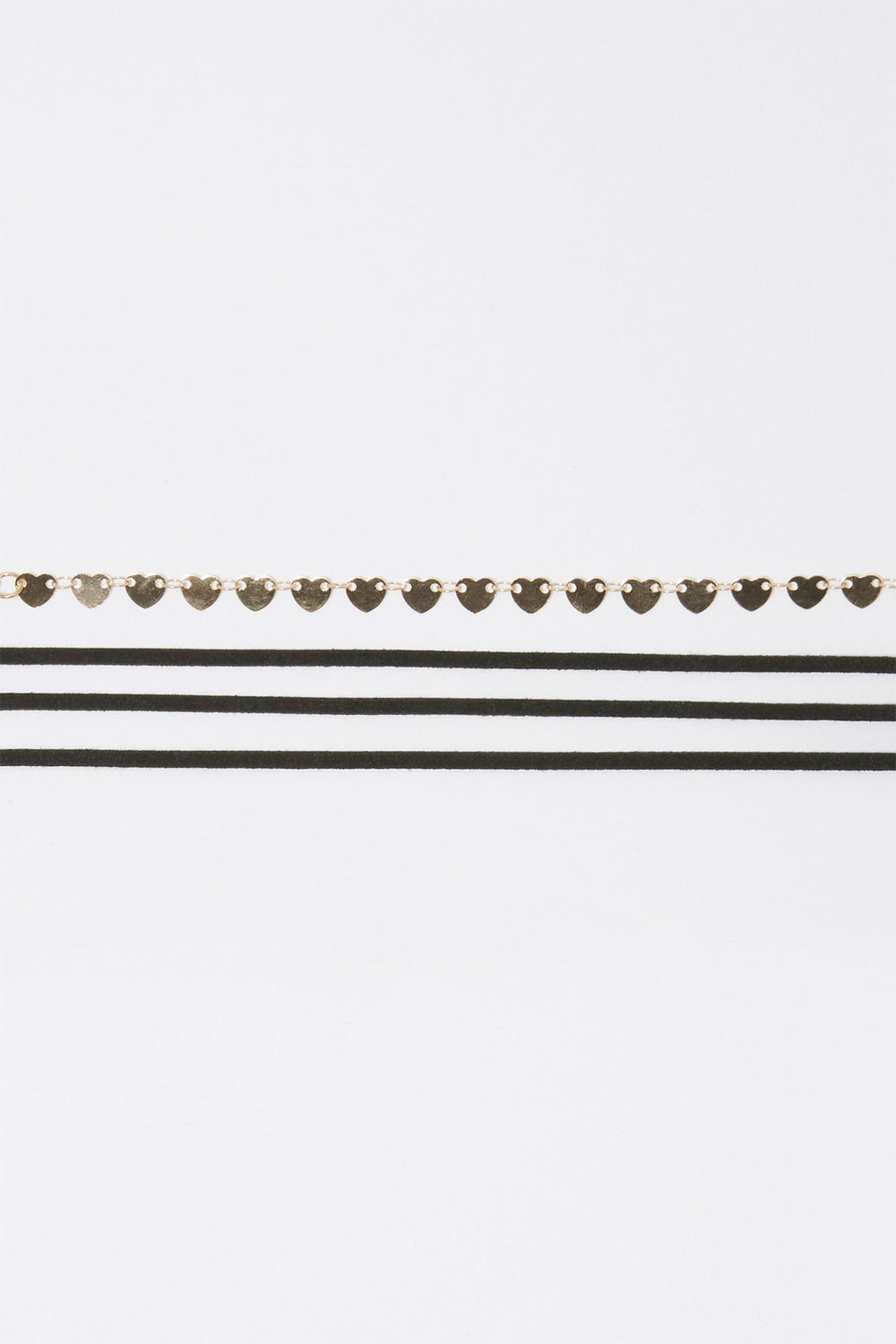 Women Ensemble de colliers ras du cou en similsuède avec breloques de curs (2 unités) Gold