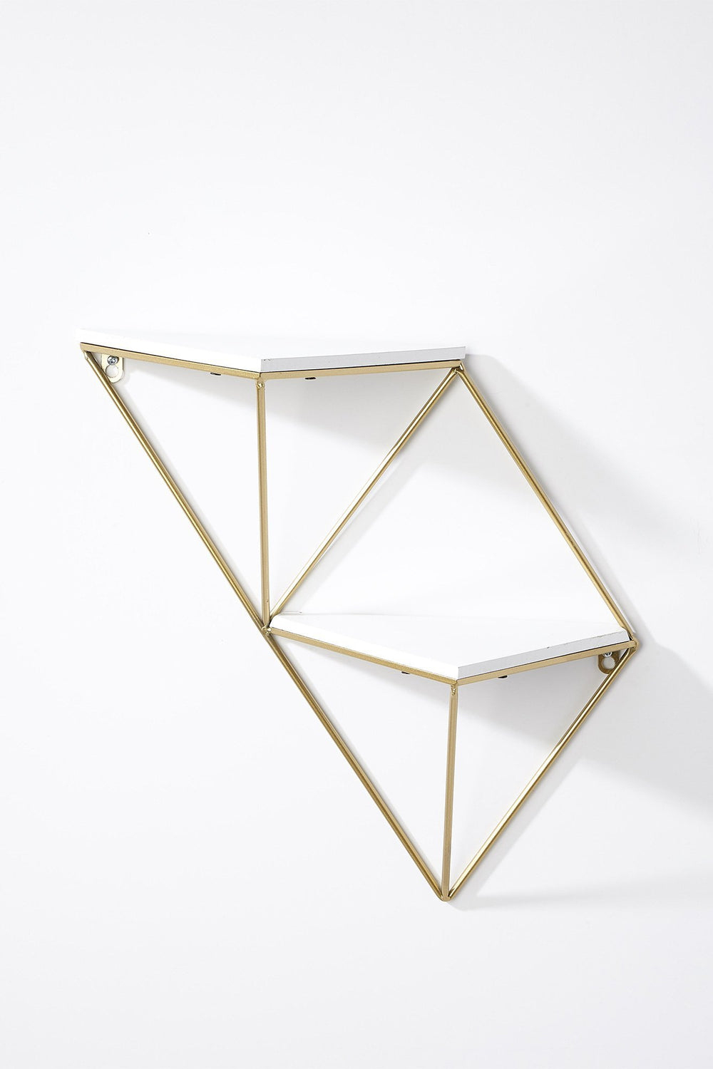 Women Geometric 2-Tier Wall Shelf Gold