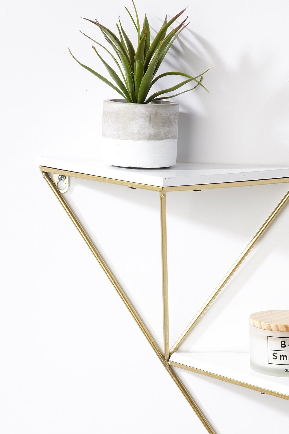Women Geometric 2-Tier Wall Shelf Gold