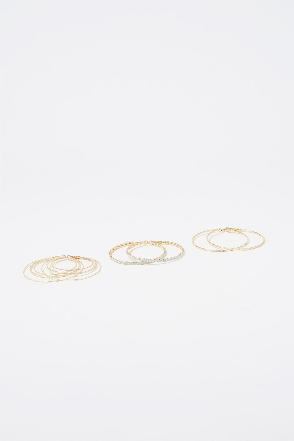 Women Glitter Hoop Earrings & Choker Set (9 PC) Gold