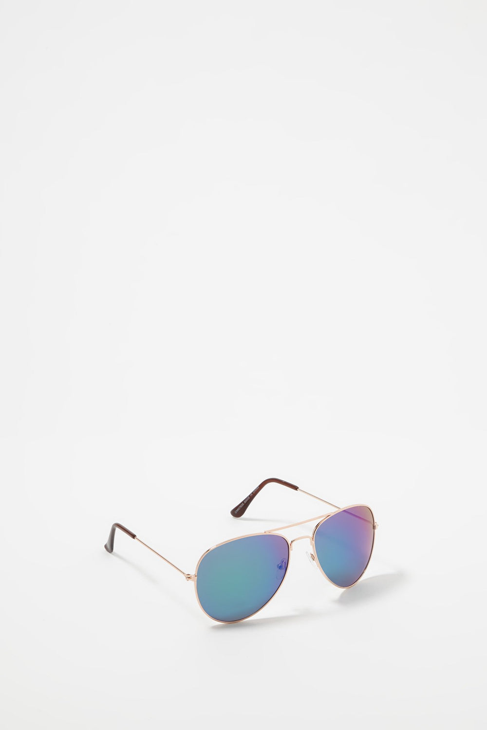 Men Mirrored Aviator Brow Bar Sunglasses Gold