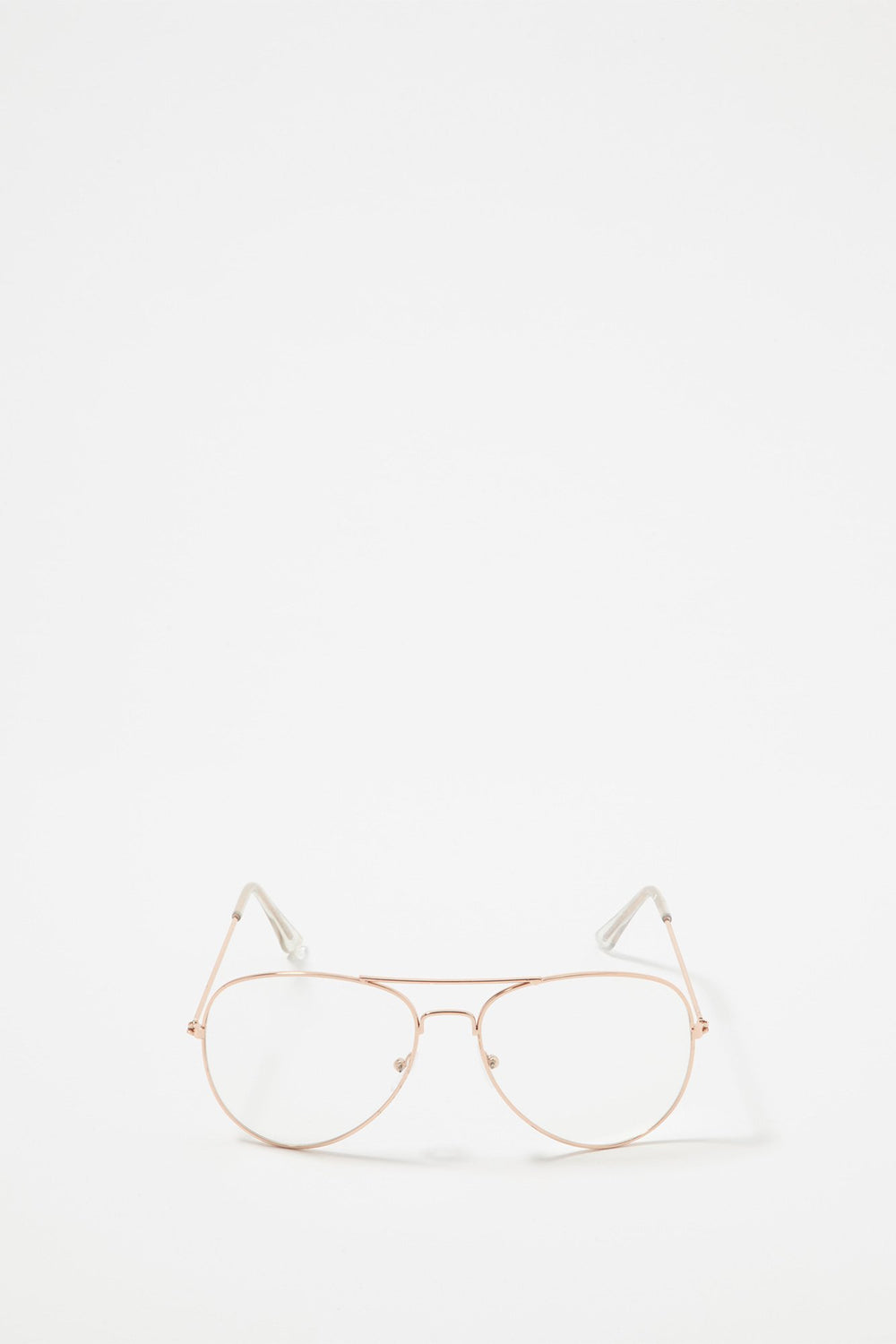 Men Oversized Clear Aviator Brow Bar Sunglasses Gold