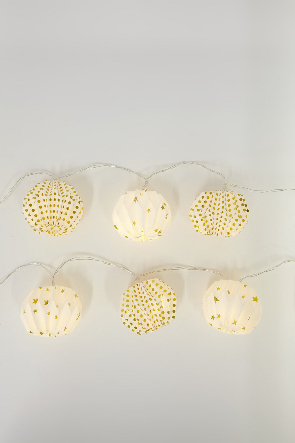 Women Paper Lantern String Lights Gold