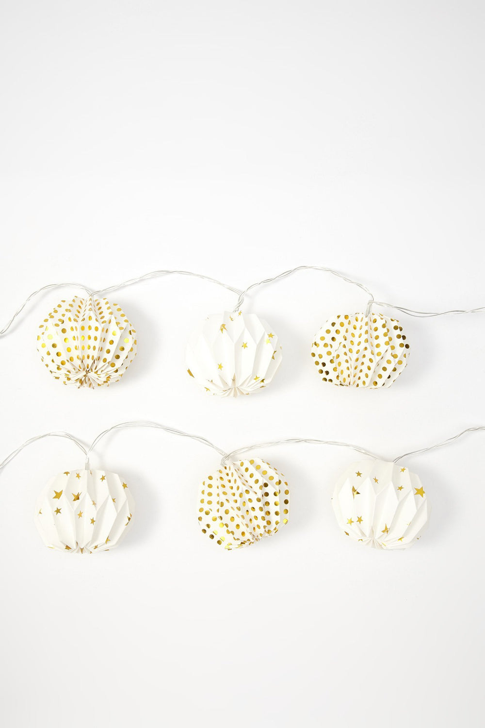 Women Paper Lantern String Lights Gold