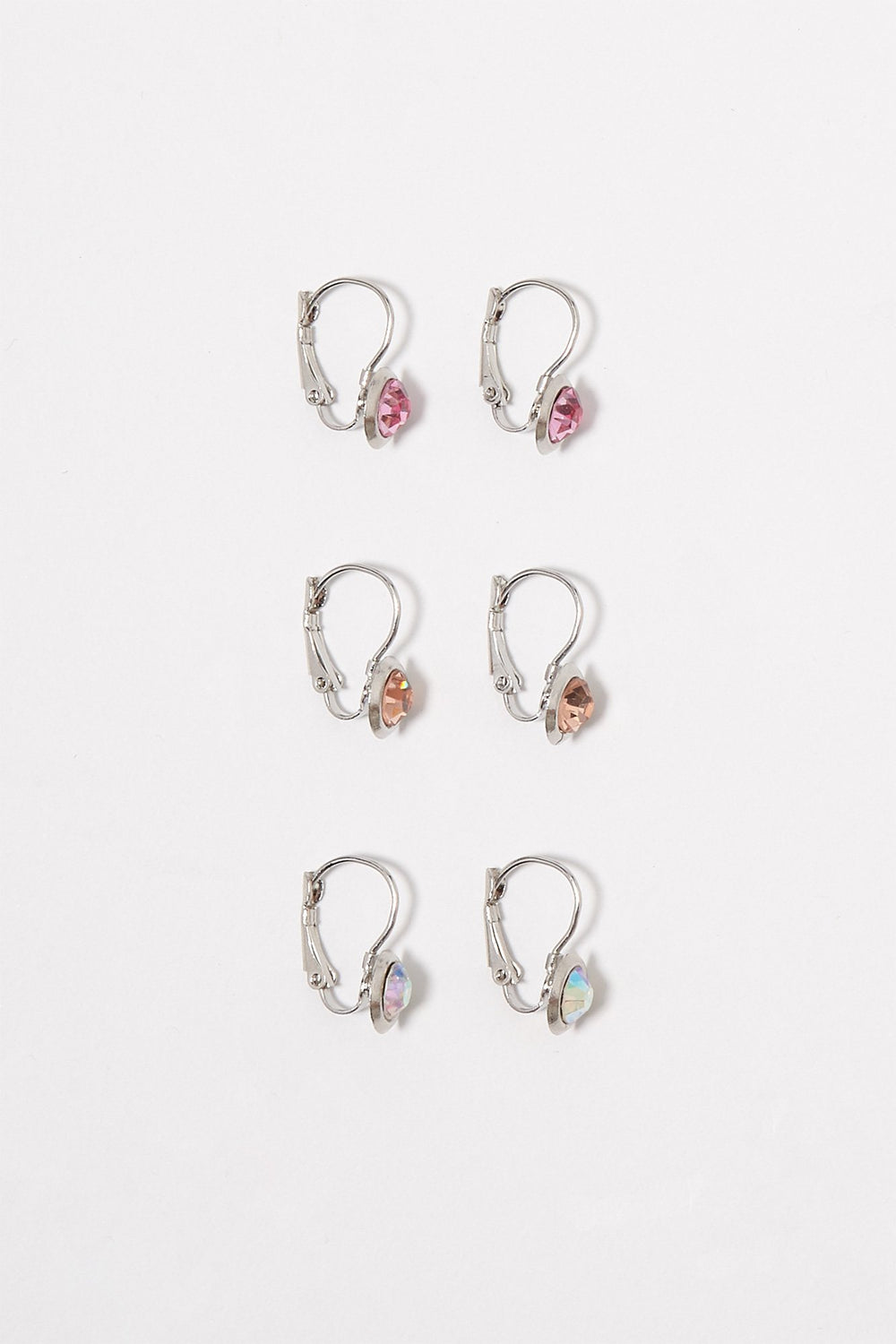 Women Pendants d'oreilles avec pierres du Rhin (3 paires) Gold