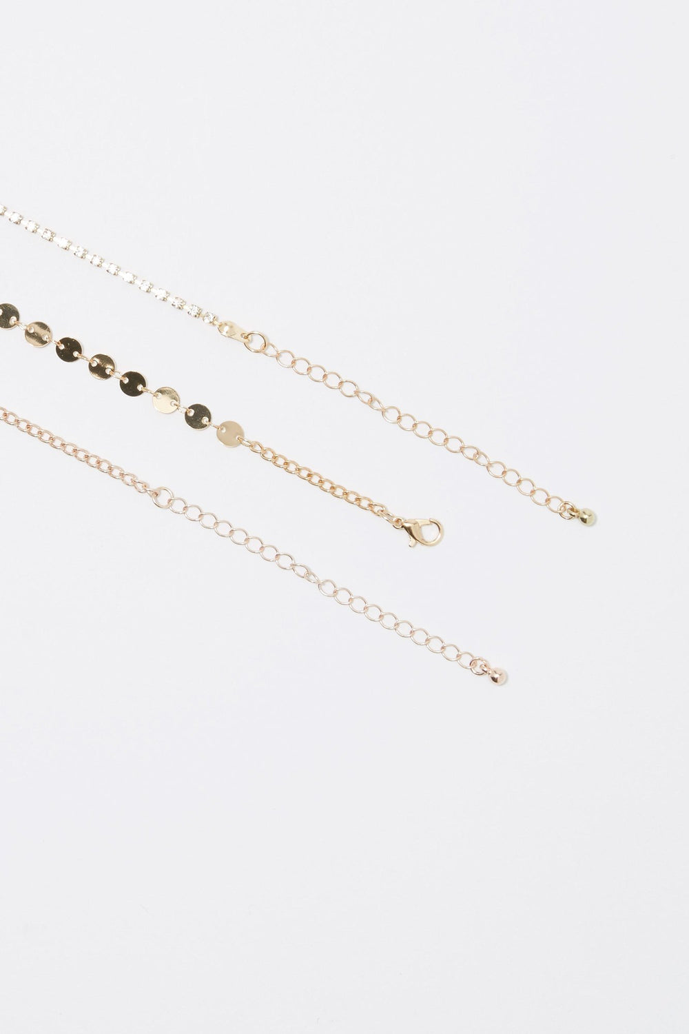Women Rhinestone Chain Anklets (3 PC) Gold
