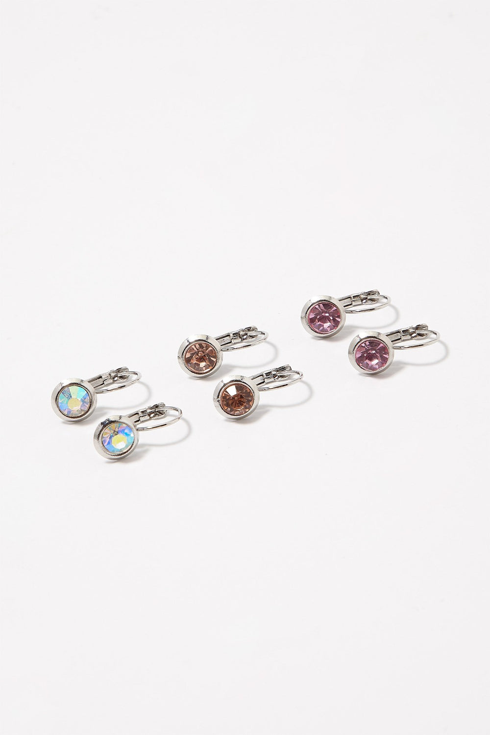 Women Rhinestone Drop Earring Set (3 Pairs) Gold