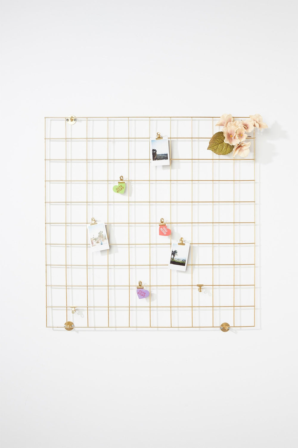 Women Square Metal Grid Wall Organizer Gold