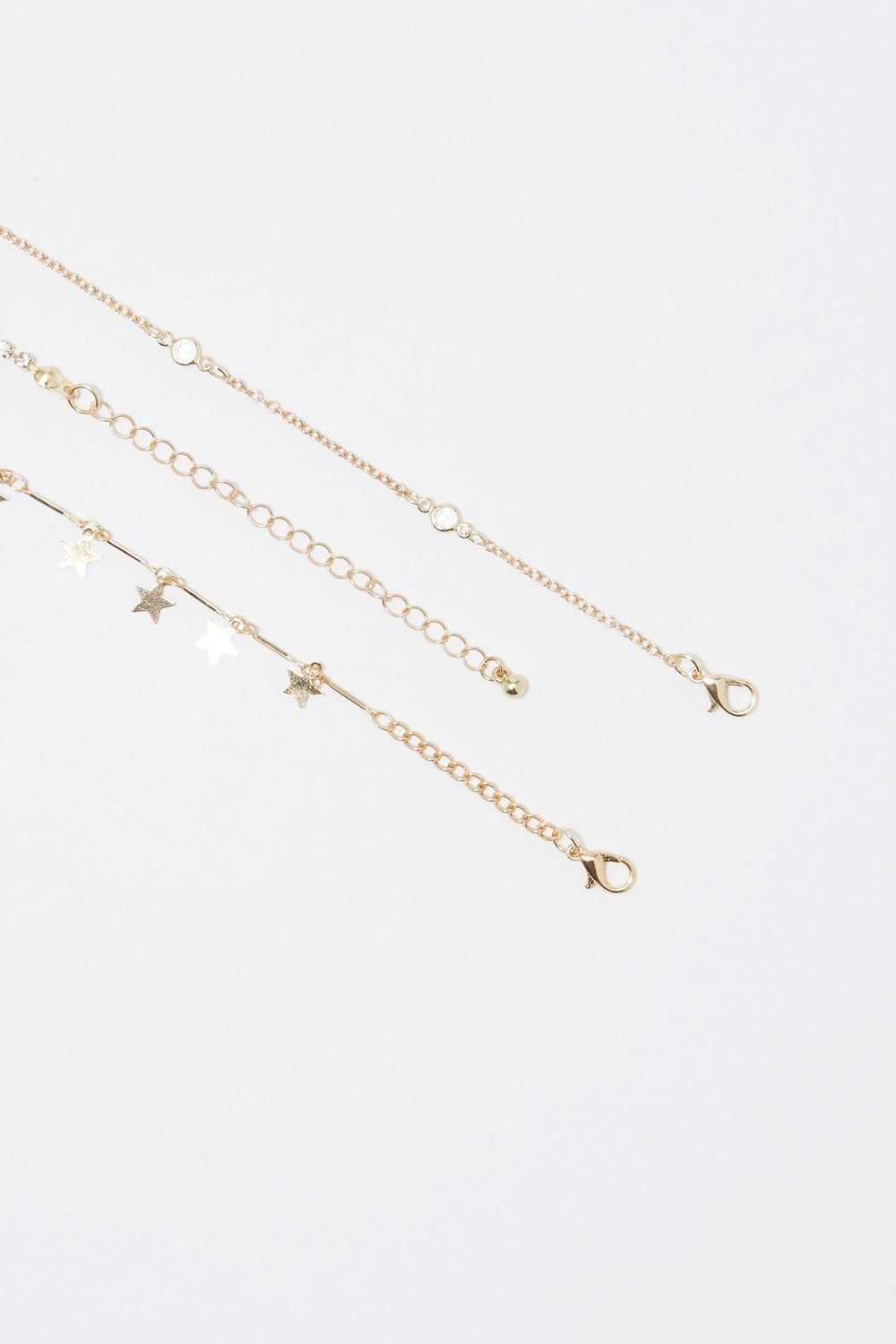 Women Star Chain Anklets (3 PC) Gold