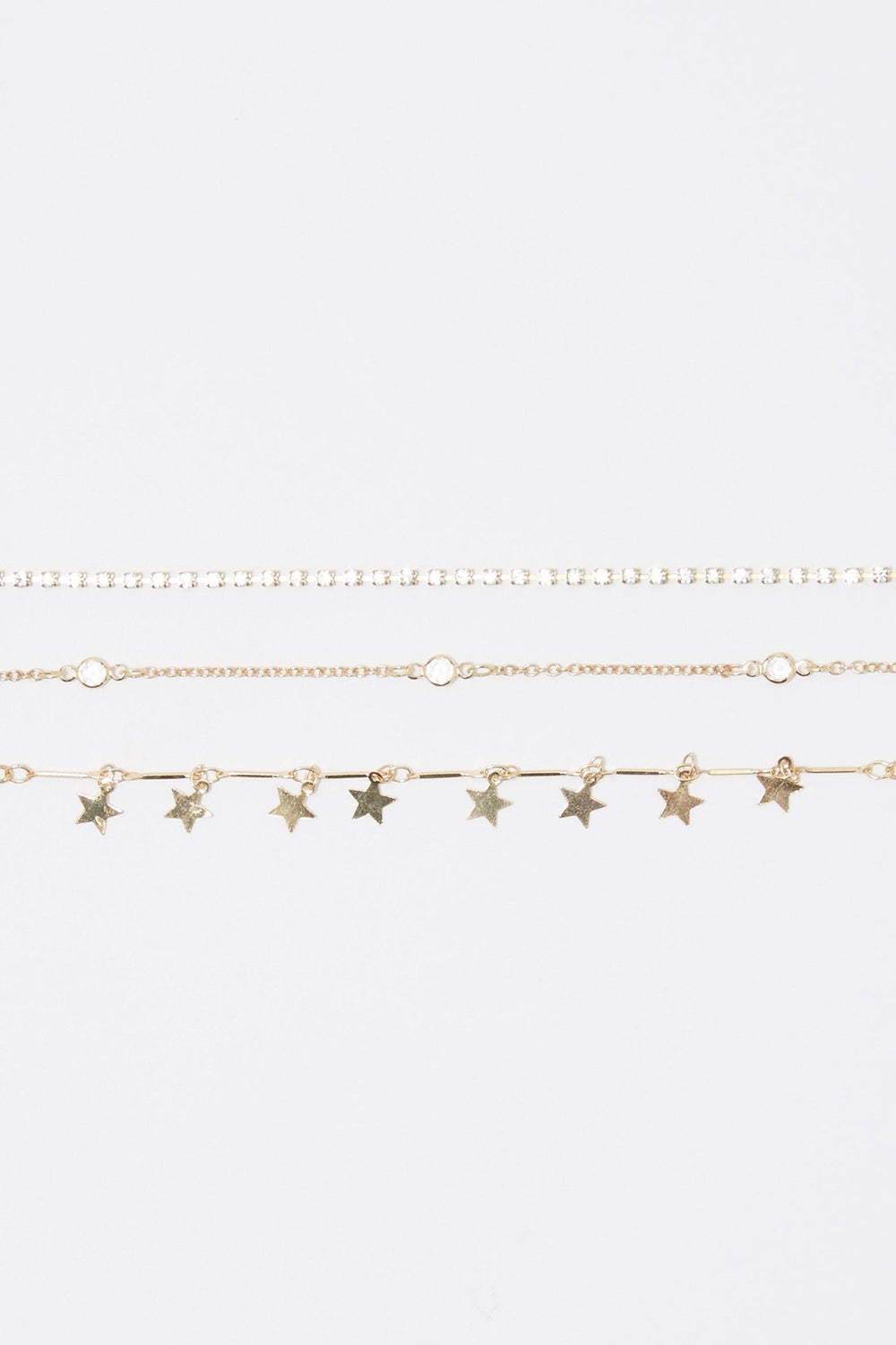 Women Star Chain Anklets (3 PC) Gold