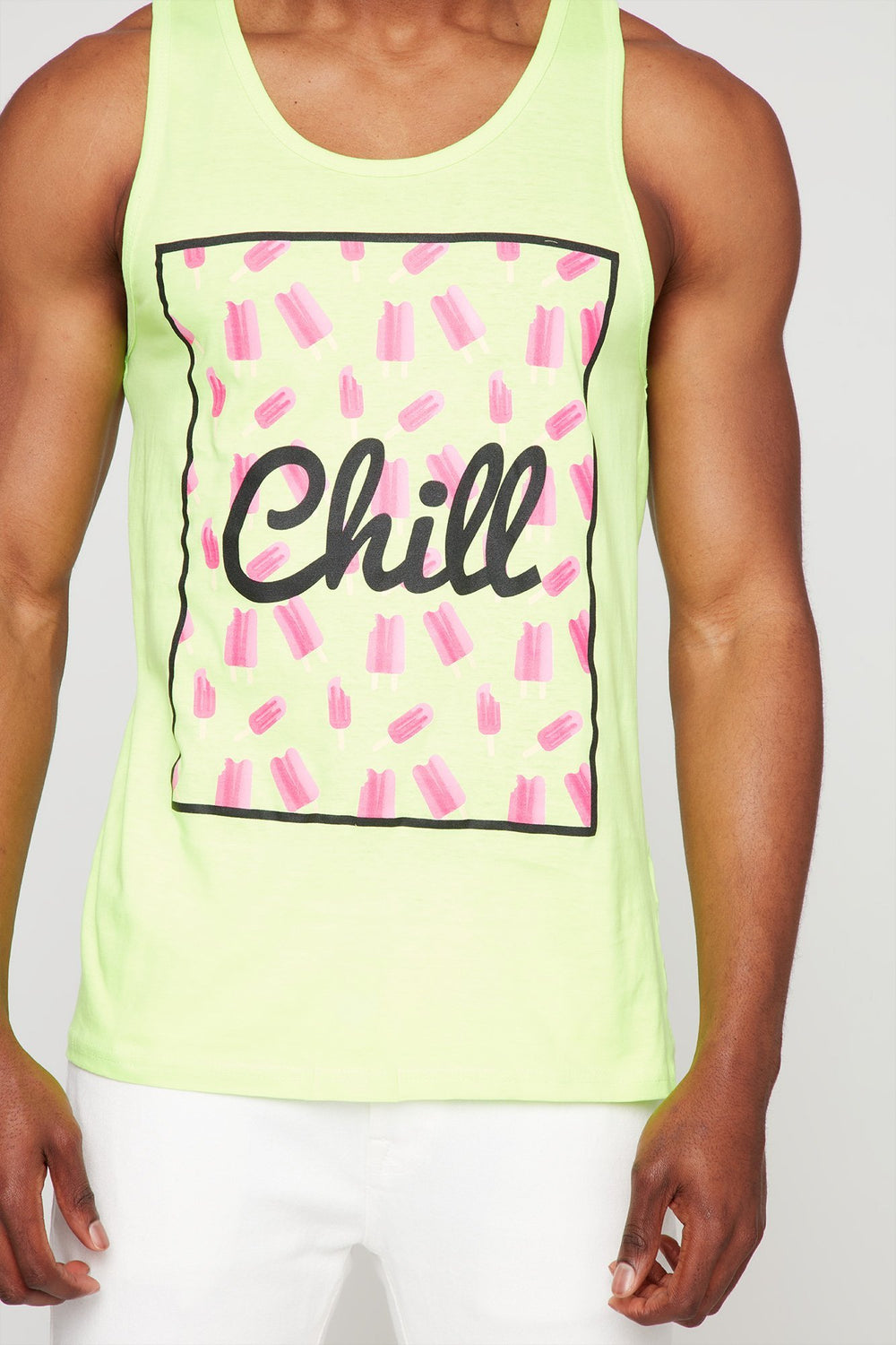 Men Chill Popsicle Graphic Tank Green