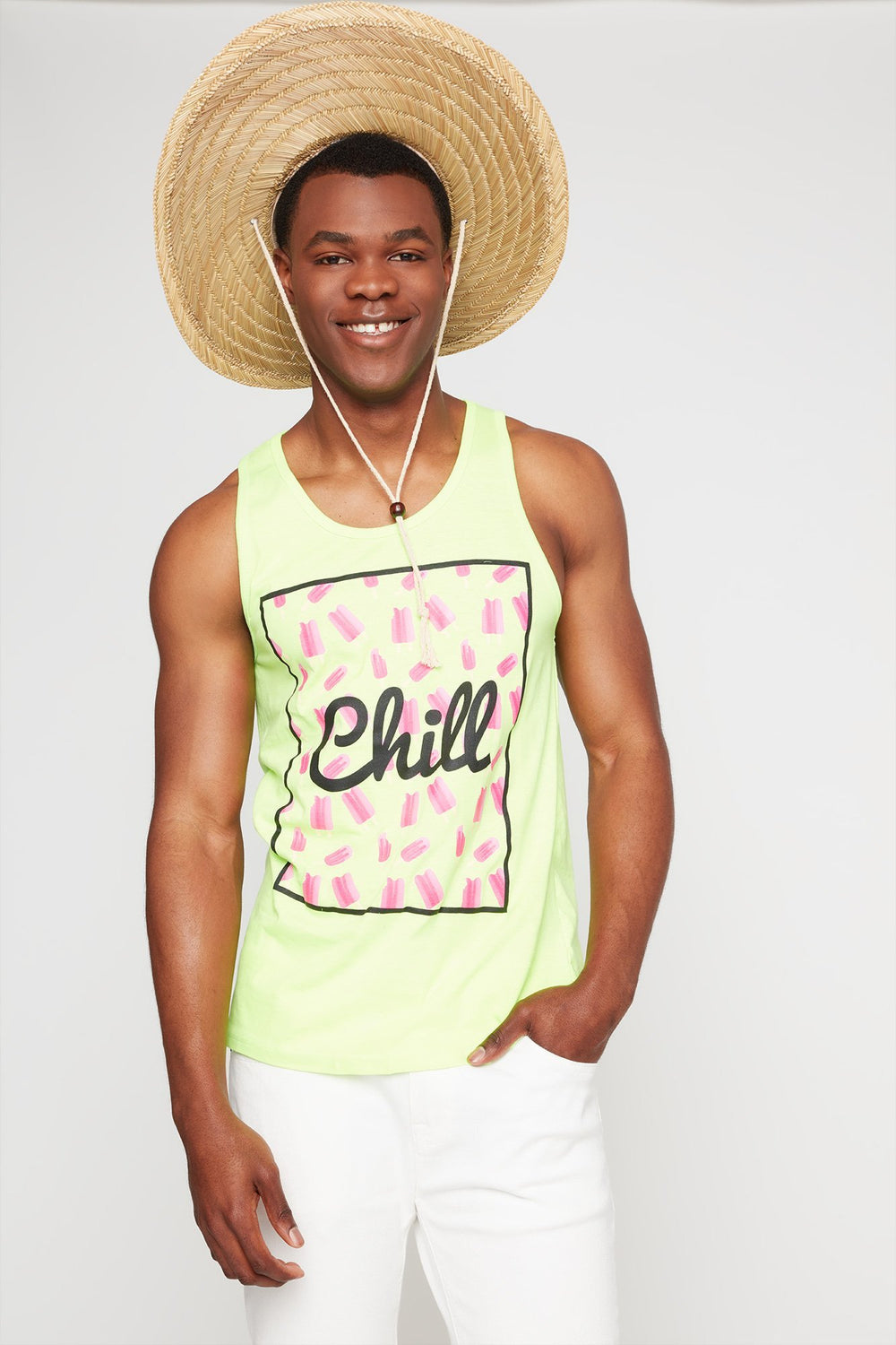 Men Chill Popsicle Graphic Tank Green