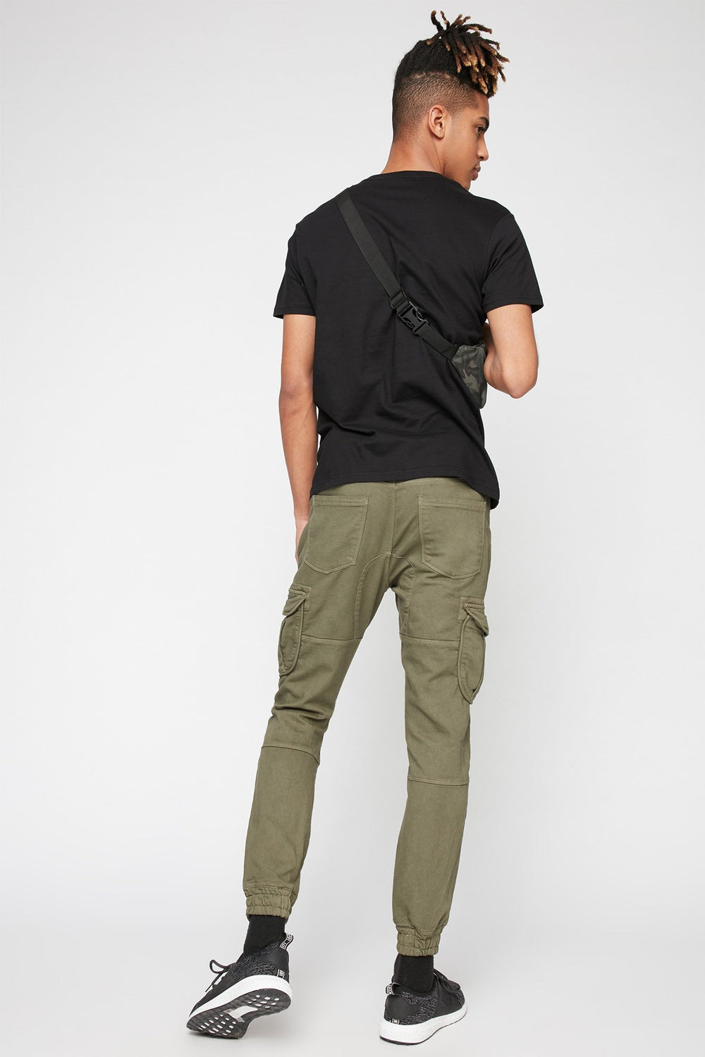 Men Fleece Pocket Drawstring Cargo Jogger Green