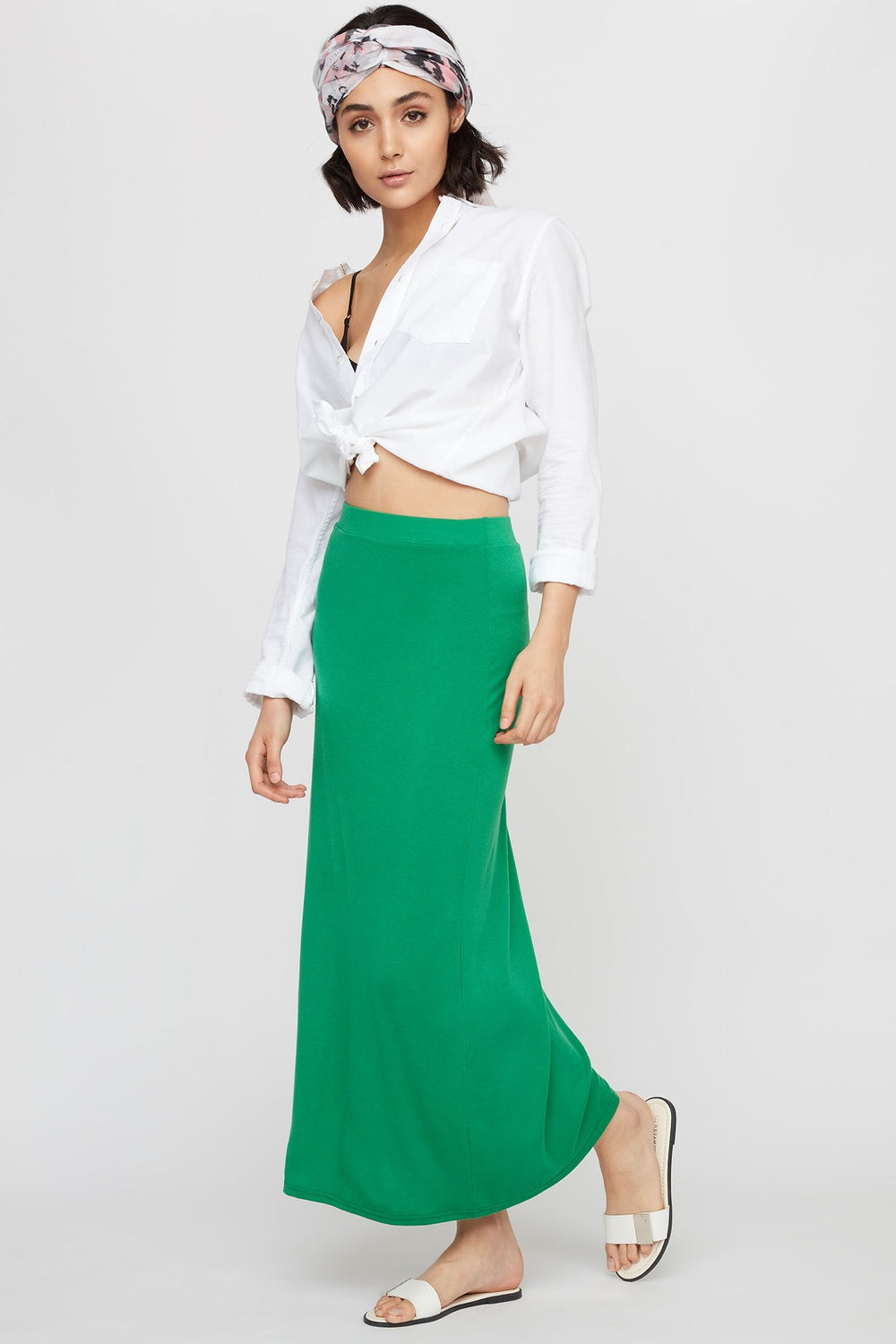 Women High-Rise Pull-On Maxi Skirt Green