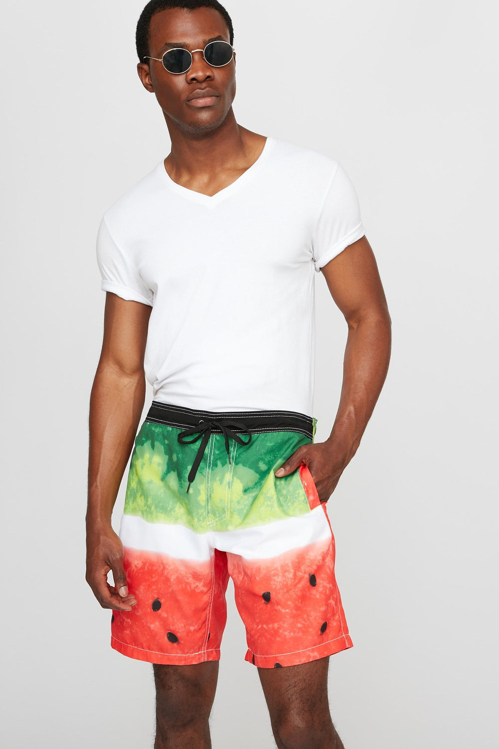 Men Printed Drawstring Slim Hybrid Short Green