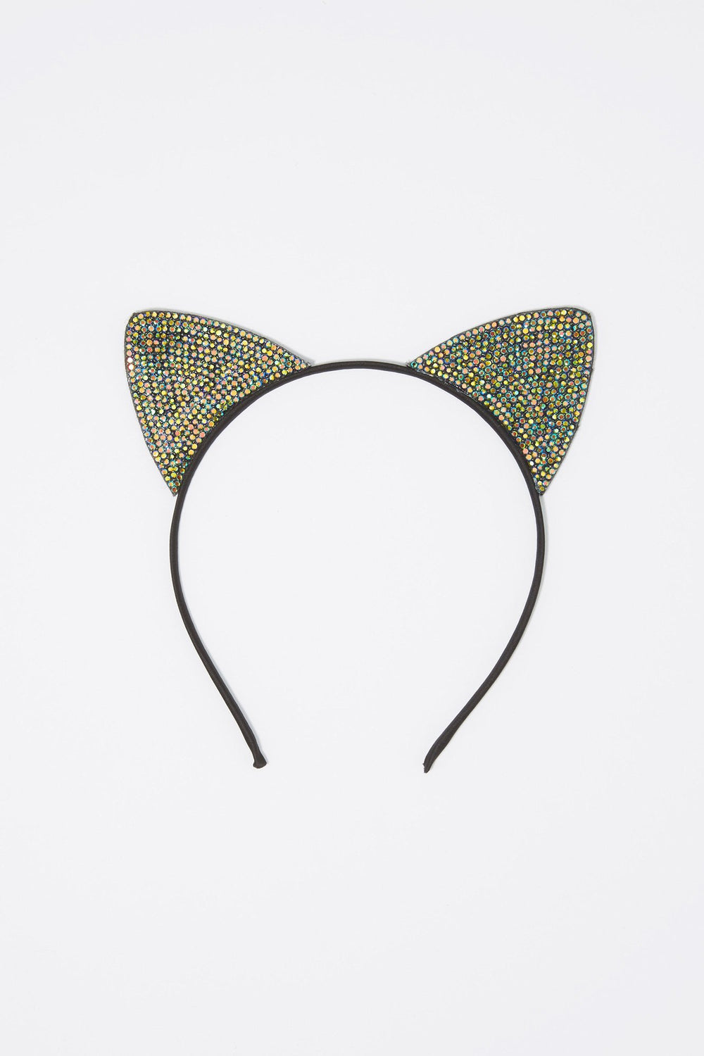 Women Rhinestone Cat Ears Headband Green
