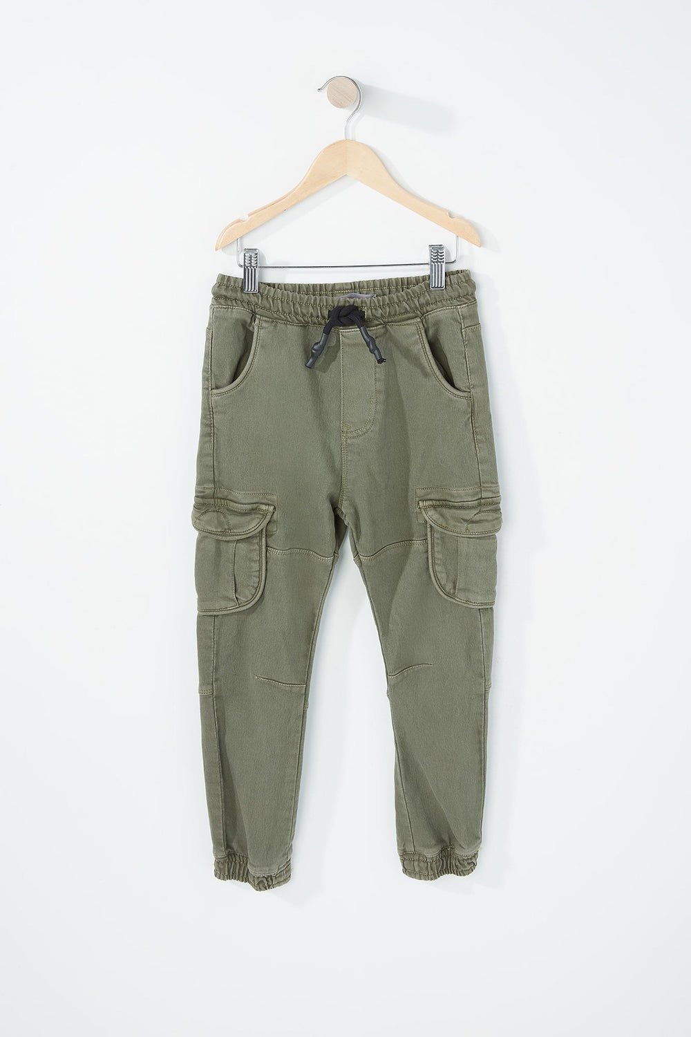 Kids Boys Fleece Drawstring Cargo Jogger Green