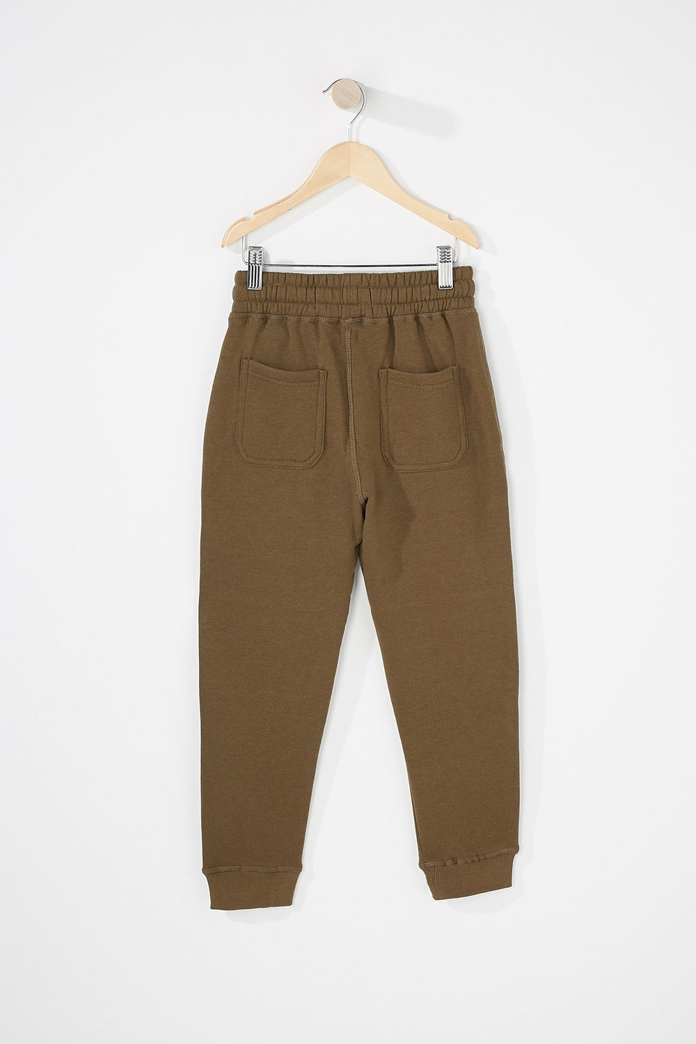 Kids Boys Fleece Zipper Drawstring Jogger Green