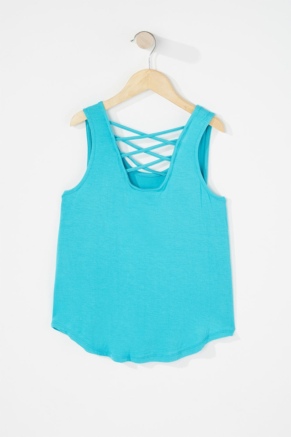 Kids Girls Caged Back Graphic Tank Green