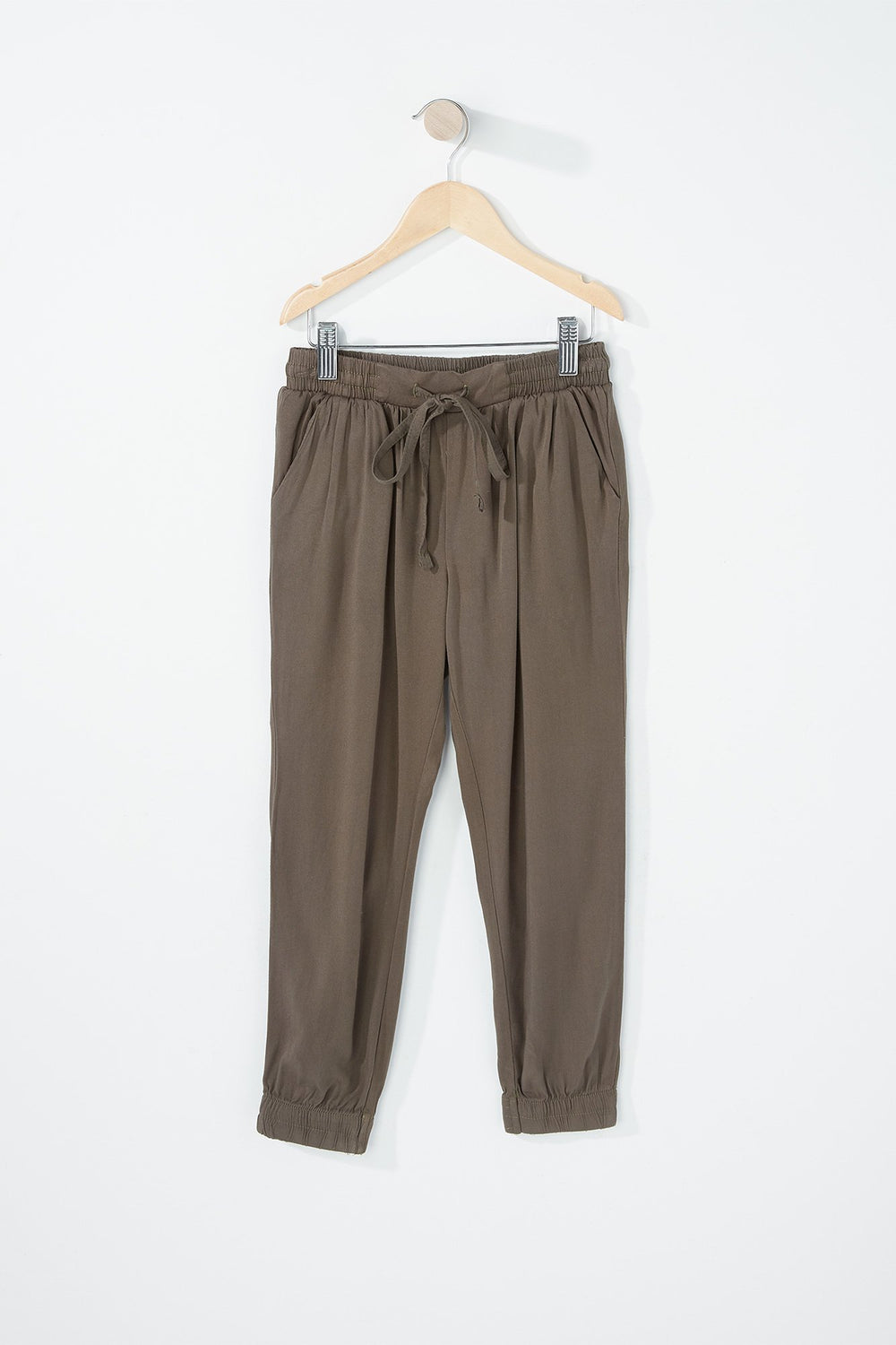 Kids Girls Printed Lightweight Drawstring Pant Green