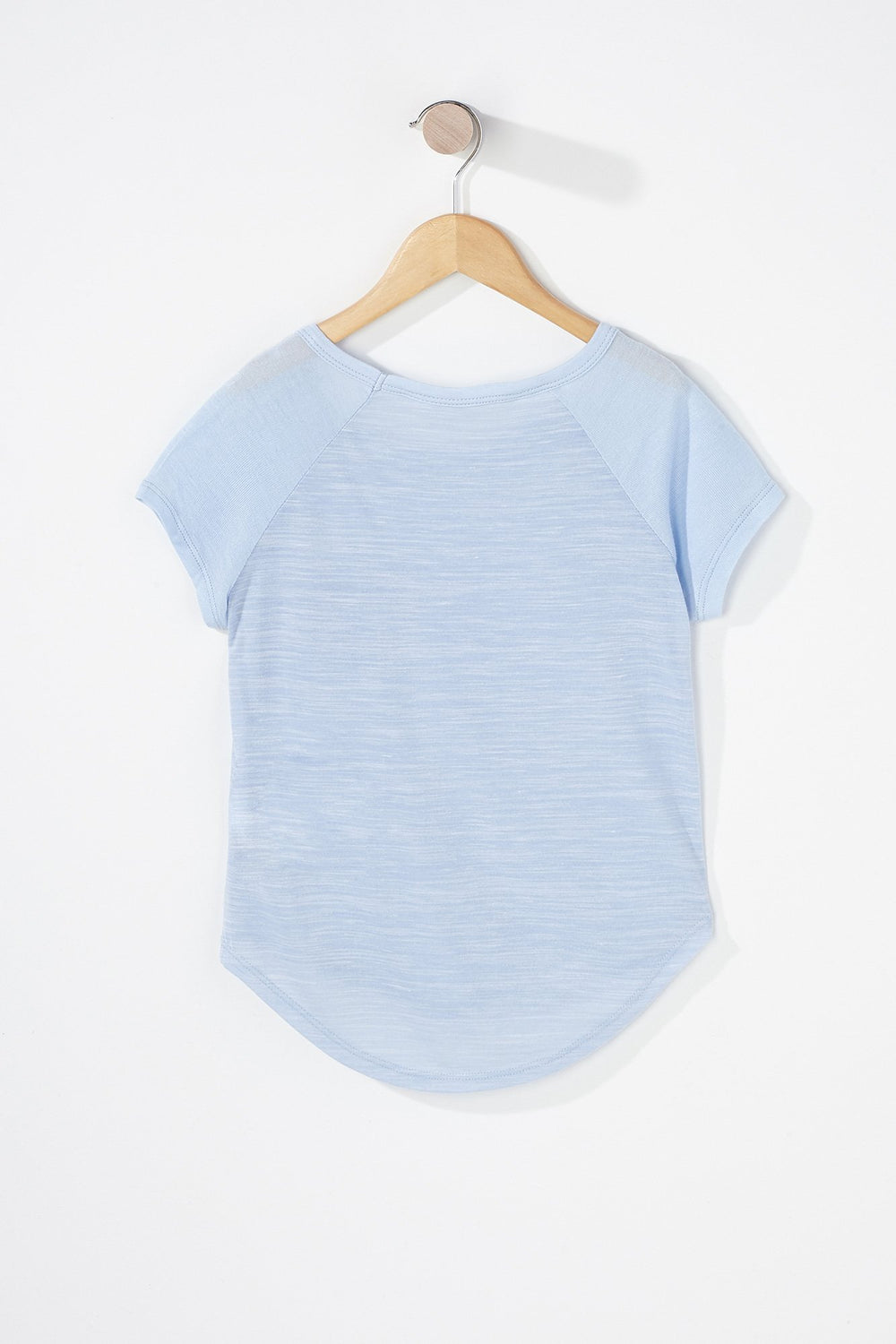 Kids Girls Colour Block Dolphin Hem Lightweight T-Shirt Grey Blue