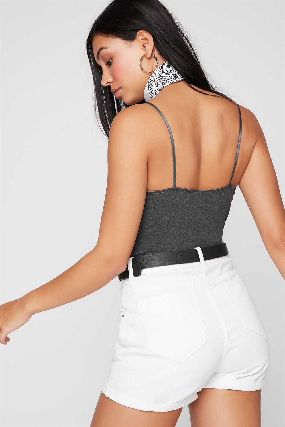 Women Camisole de base Gris Noir