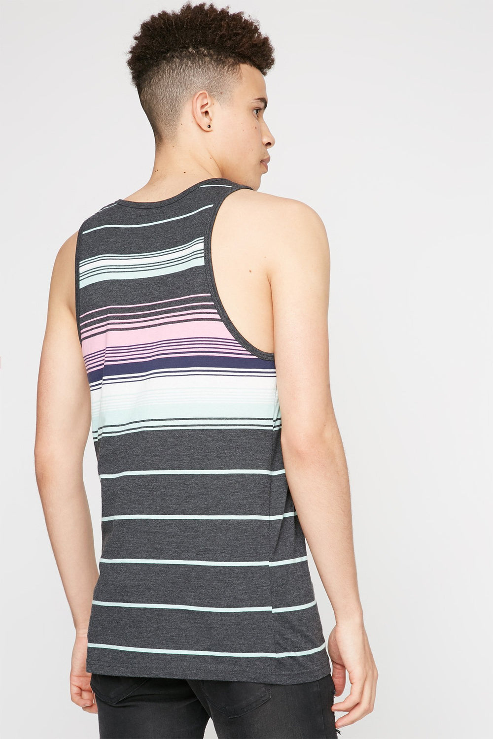 Men Débardeur coloré rayé Gris Noir