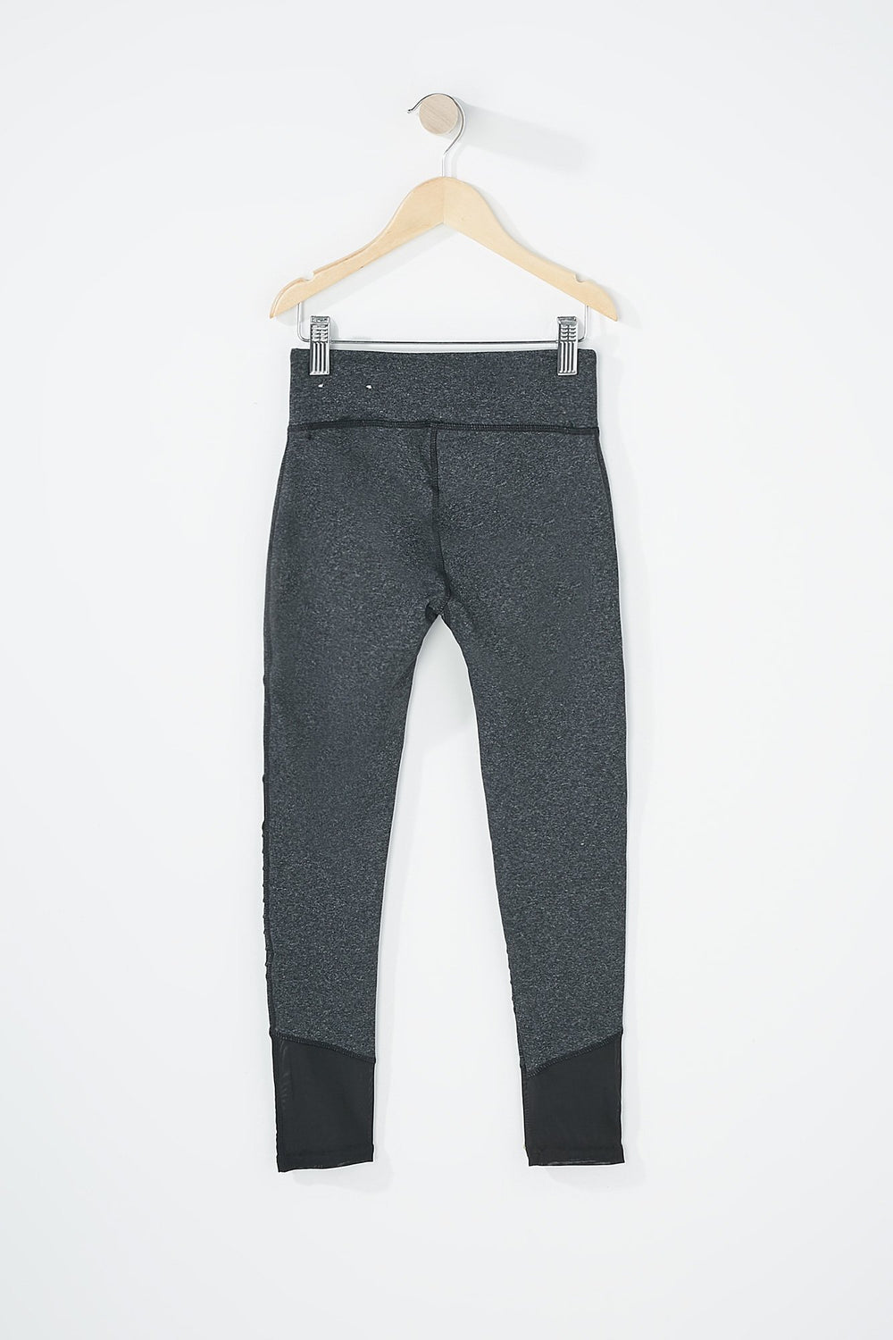 Kids Legging Active de style moto en filet pour fille Gris Noir