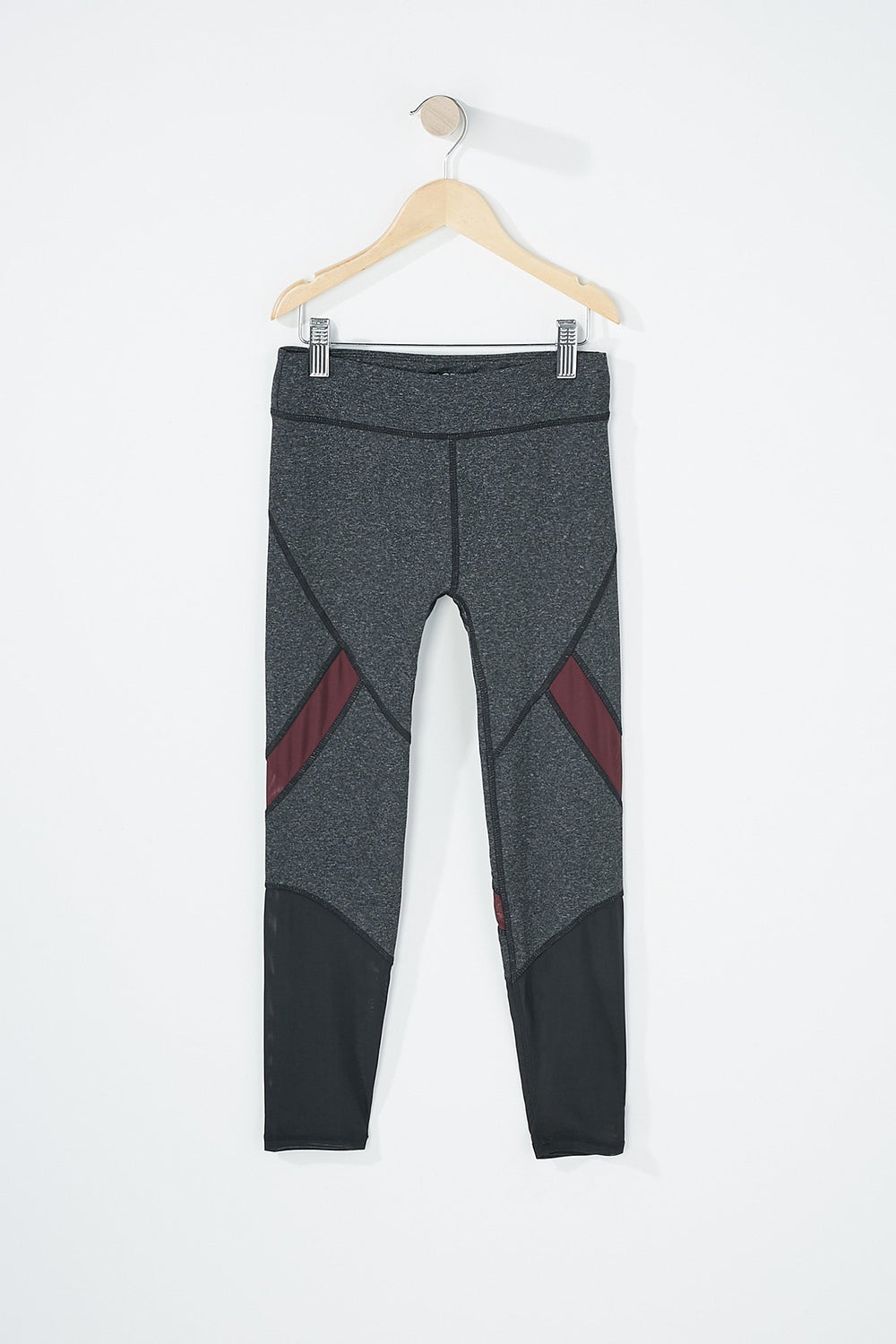 Kids Legging Active en filet contrastant pour fille Gris Noir