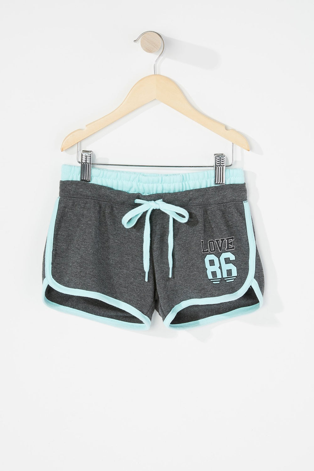 Kids Short à imprimé contrastant et ourlet arrondi pour fille Gris Noir