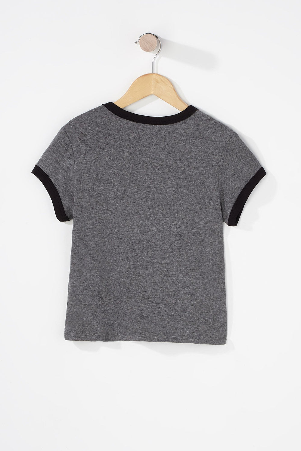 Kids T-shirt à liséré contrastant coloré pour fille Gris Noir