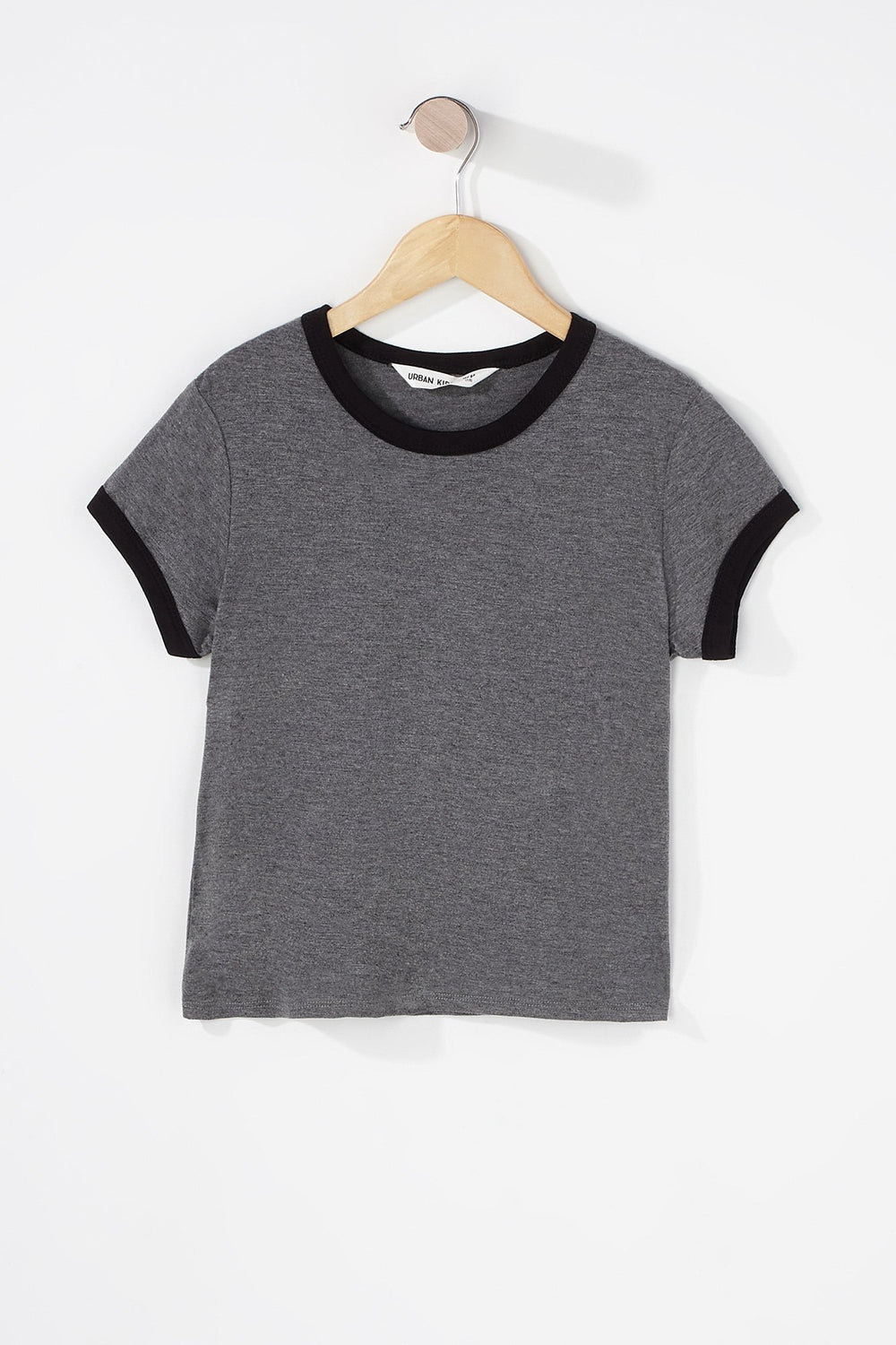 Kids T-shirt à liséré contrastant coloré pour fille Gris Noir